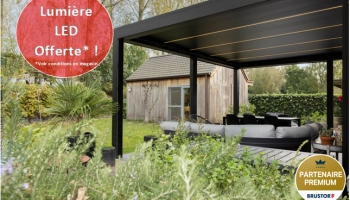 En savoir plus - Pour cet été à Caen, faites installer une pergola Brustor et obtenez des éclairages LED offerts - Vérandas et Pergolas en Normandie
