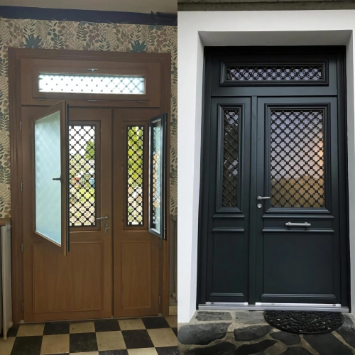 Installer une porte d’entrée Bel’M mixtes alu/bois à Caen