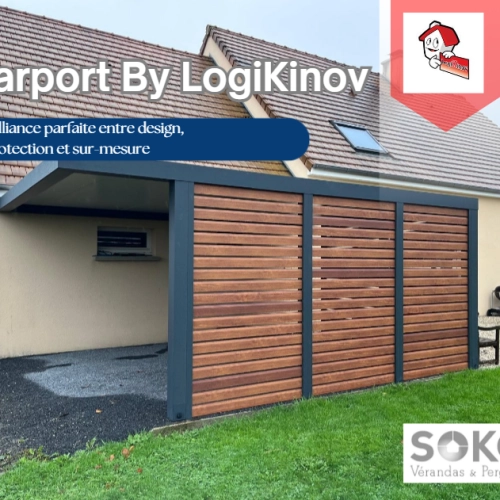 Zoom produit : Le carport en aluminium Soko by Logikinov, en Normandie