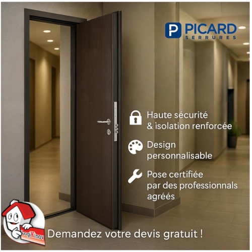 Pose de portes blindées Picard par Logikinov en Normandie 