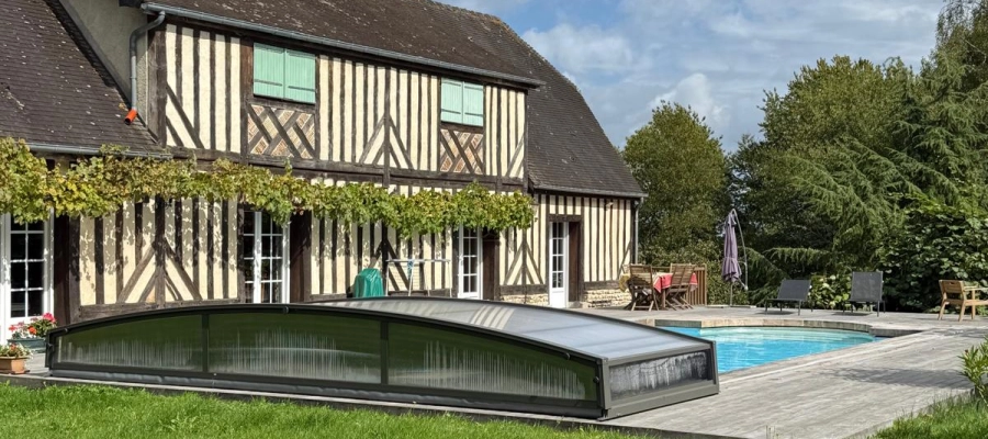 Mise en place d'un abri piscine à Gonneville-sur-mer en Normandie
